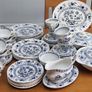 44 pcs Vintage J & G Meakin Ironstone Blue Nordic Onion Pattern Hand Engraving Made In England Image 3