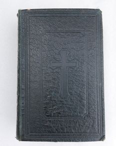 Vintage spine of a Catholic Douay Bible published by James Duffy & Co. Ltd. in Dublin.
