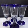 SALE!  Vintage Handmade Cobalt Blue / Clear Glasses - Set of 4 Image 2