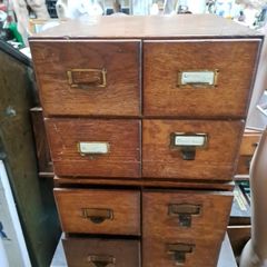 Vintage Set Oak Wooden Filing Drawers