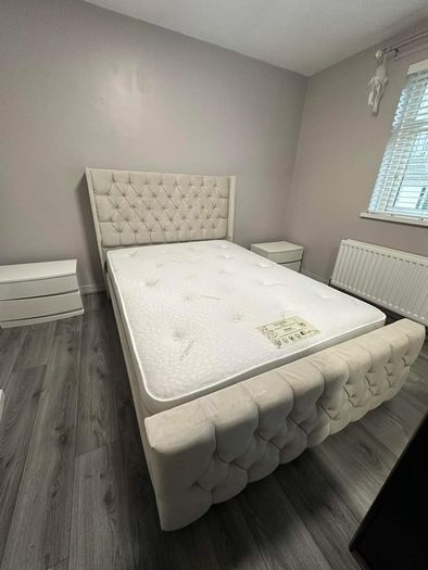 Brand New Framed Beds With Optional Gaslift Ottoman Storage,&  Tufted Sprung Memory Foam Mattresses Instock