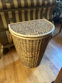 Vintage rattan laundry basket