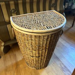 Vintage rattan laundry basket