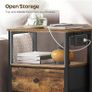 Bedside Tables with Charging Station, Set of 2, Nightstands with 2 Drawers and 2 Shelves, End Tables with Outlet and USB Ports, for Living Room, Bedroom, Rustic Brown Image 8