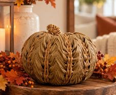 Next Woven Natural Pumpkin Ornament