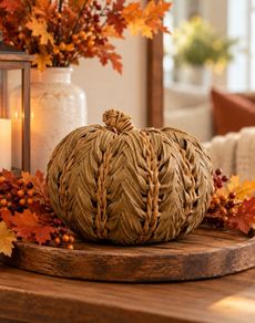 Next Woven Natural Pumpkin Ornament