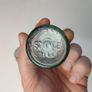 234 - Set of 3 Vintage Clear Glass Bottom Embossed Letters Science Medicine Pills Chemicals Collectible Decorative Jars Image 7
