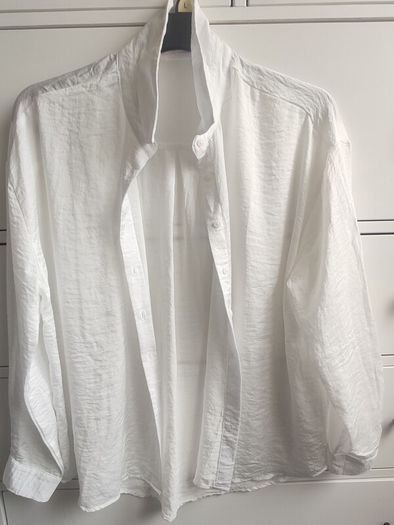 Stradivarius White Crinkle Oversized Shirt XL Brand New
