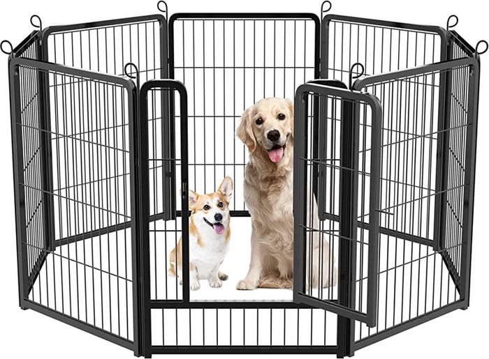 Dog Pen, 8 Panel Puppy Pen with Door, High 80cm Indoor/Outdoor Pet Exercise Playpen, Portable Foldable Animal Run Enclosures for Dogs, Puppies, Cats, Rabbits and Other Animals (FREE SHIPPING)