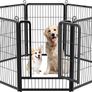Dog Pen, 8 Panel Puppy Pen with Door, High 80cm Indoor/Outdoor Pet Exercise Playpen, Portable Foldable Animal Run Enclosures for Dogs, Puppies, Cats, Rabbits and Other Animals (FREE SHIPPING) Image 2