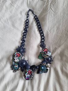 Zara navy statement necklace