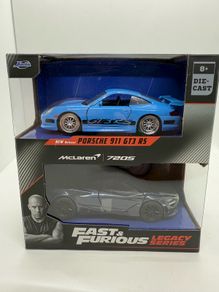 Jada 1:32 Fast & Furious Legacy Series Blue Porsche 911 GT3 & McLaren 720S Model Cars diecast die cast