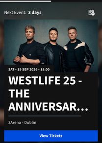 Westlife tickets x2 seated