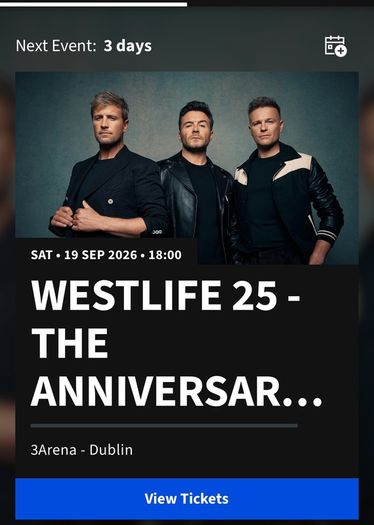 Westlife tickets x2 seated