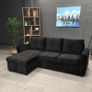 Black Velvet corner sofa bed with storage Image 2