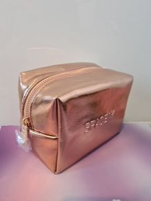 Space NK Bronze Metallic Soft Faux Leather Makeup Bag