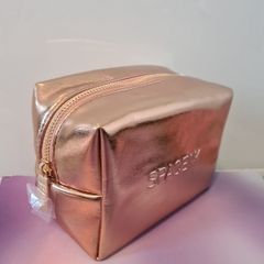 Space NK Bronze Metallic Soft Faux Leather Makeup Bag