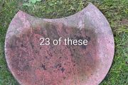 42 assorted paving patio slabs plus 2 lengths of concrete edging