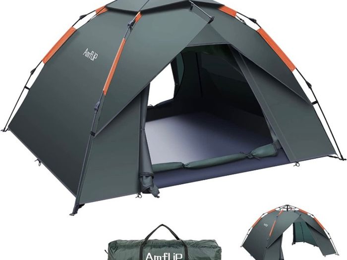 Camping Tent Automatic 3 Man Person Instant Tent Pop Up Ultralight Dome Tent 4 Seasons Waterproof & Windproof Camping Tent with Removable Outer Tarpaulin, Double Layers (FREE POSTAGE)