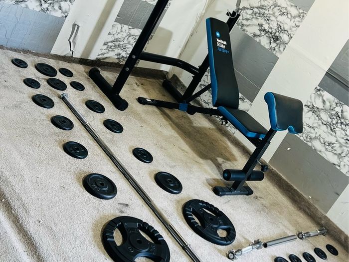 Iron Weights Adjustable Rack Bench Barbell Dumbbells