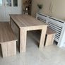 Wooden table and 2 Benches Image 3