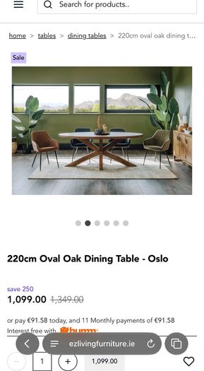 EZ Living 2.2m Oak Oval Dining Table Brand New