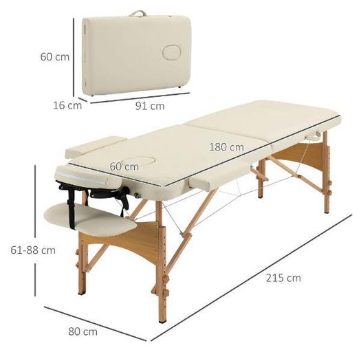 Portable Massage Table Folding Spa Beauty Therapy Bed Cream
