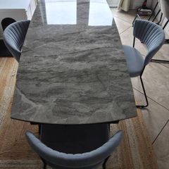 Extending Marble Dining Table & 4 Chairs