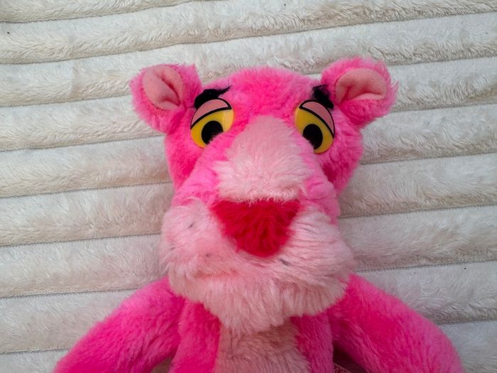 Vintage Pink Panther Plush Soft 1964 Mirisch-Geoffrey Mighty Star approx. 27 cm. Loose Head Used Dirty Please see photos