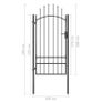 Garden Gate Steel 1x2.5 m Black Image 5