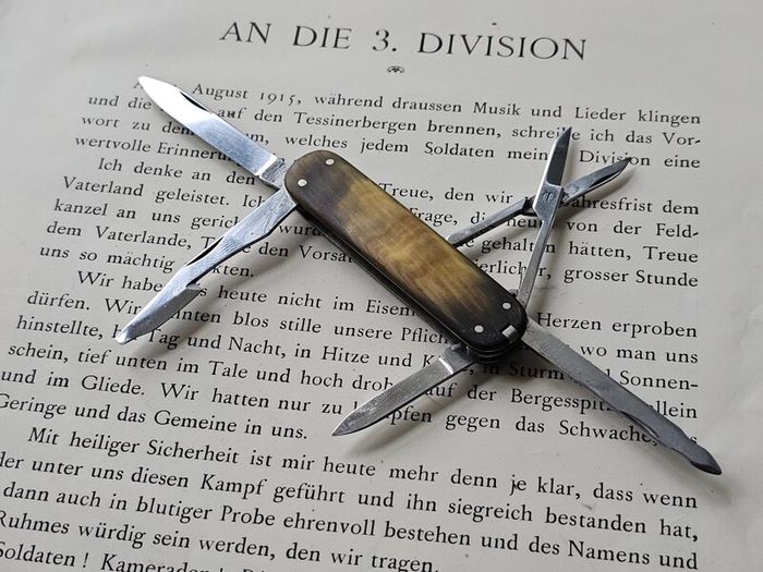 Vintage 1950s Victoria Victorinox Buffalo Horn Executive 74mm Swiss Army Knife Discontinued Collectable