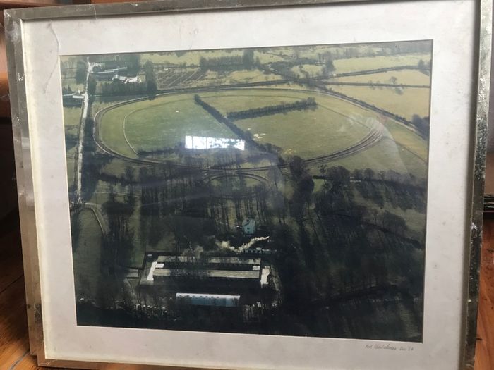 Two framed aerial photographs of Jim Bolger s stud