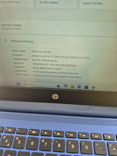 HP Laptop 14-bp0xx,i5 7th gen,8gb,128ssd,14" Screen,Windows 11