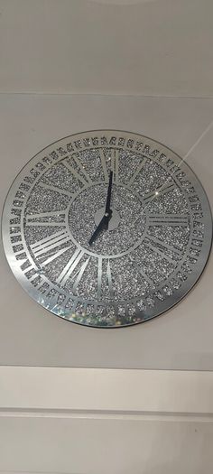 Large Mirrored Crystal Wall Clock