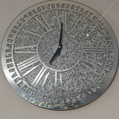 Large Mirrored Crystal Wall Clock
