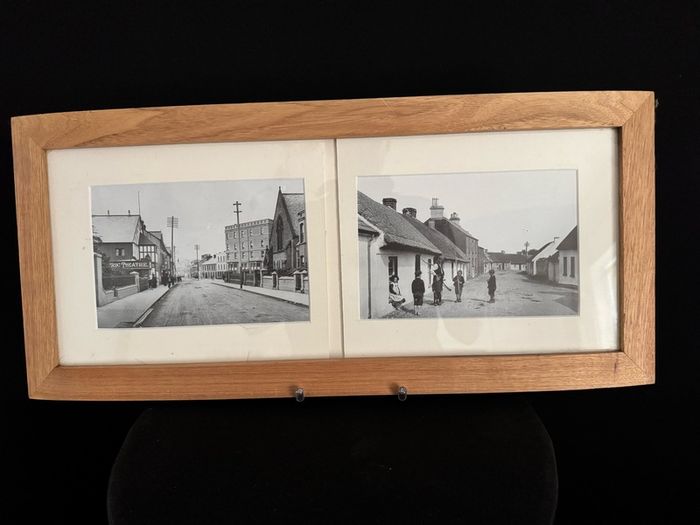 Pair of Rare Antique Photographs - Main Street Bray (c.1911) & Rush Village, Co. Dublin (Framed 56 x 25 cm)