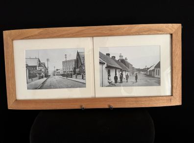 Pair of Rare Antique Photographs - Main Street Bray (c.1911) & Rush Village, Co. Dublin (Framed 56 x 25 cm)
