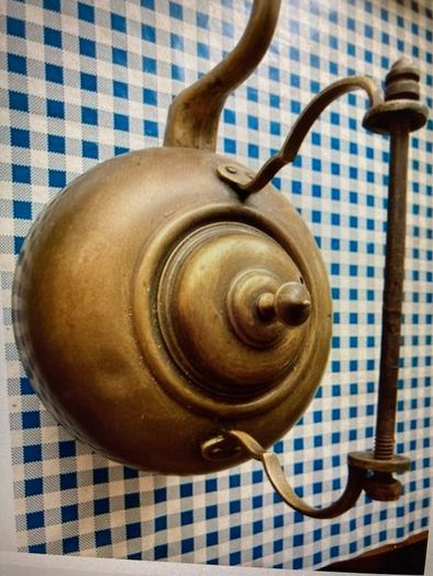 Vintage Kettle & Vintage Fruit Tray with Wooden Inset.