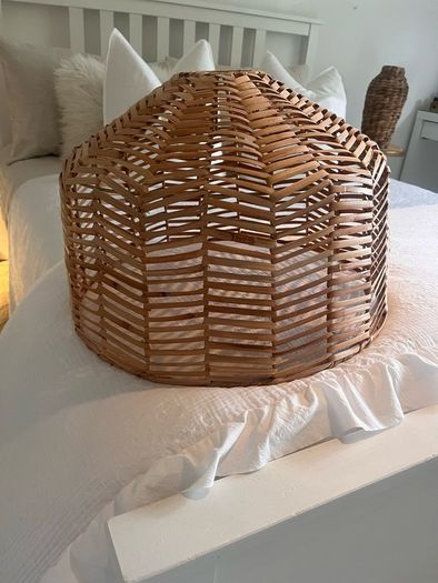Kelly Hoppen vase with grasses & large wicker easy fit ceiling shade.