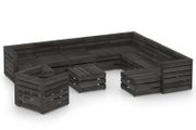 12 Piece Garden Lounge Set Grey Impregnated Pinewood