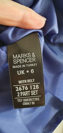 M&S A-line cobalt skirt with belt Sz 6 UK