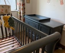 Selling a nursery set for twins, consisting of 2 Kub Walda cot beds and a matching changing unit.