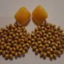 Retro Yellow Geo Floral Round Lattice Earrings Image 10
