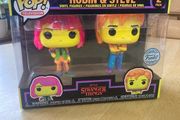 Stranger Things Steve Robin Blacklight Funko Pop 2 Pack Mint