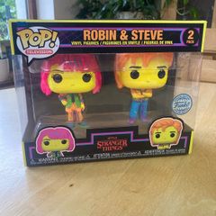 Stranger Things Steve Robin Blacklight Funko Pop 2 Pack Mint