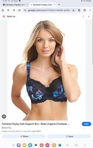 Fantasie Hayley - Underwired Side Support Bra 30F - Black Blue - BNWT RRP 42