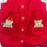 Adorable M&S Baby Christmas 2-piece set, 0-3 months. Teddy print long sleeve top + red corduroy pinafore. Image 5