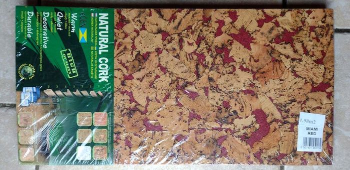 44 psc.(4 Pack).Natural Cork Tiles for Wall or Floor Decoration.(Miami Red) New