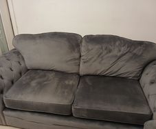 Grey Velvet 2 Seater + Arm Chair + Futon