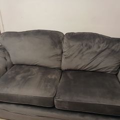 Grey Velvet 2 Seater + Arm Chair + Futon